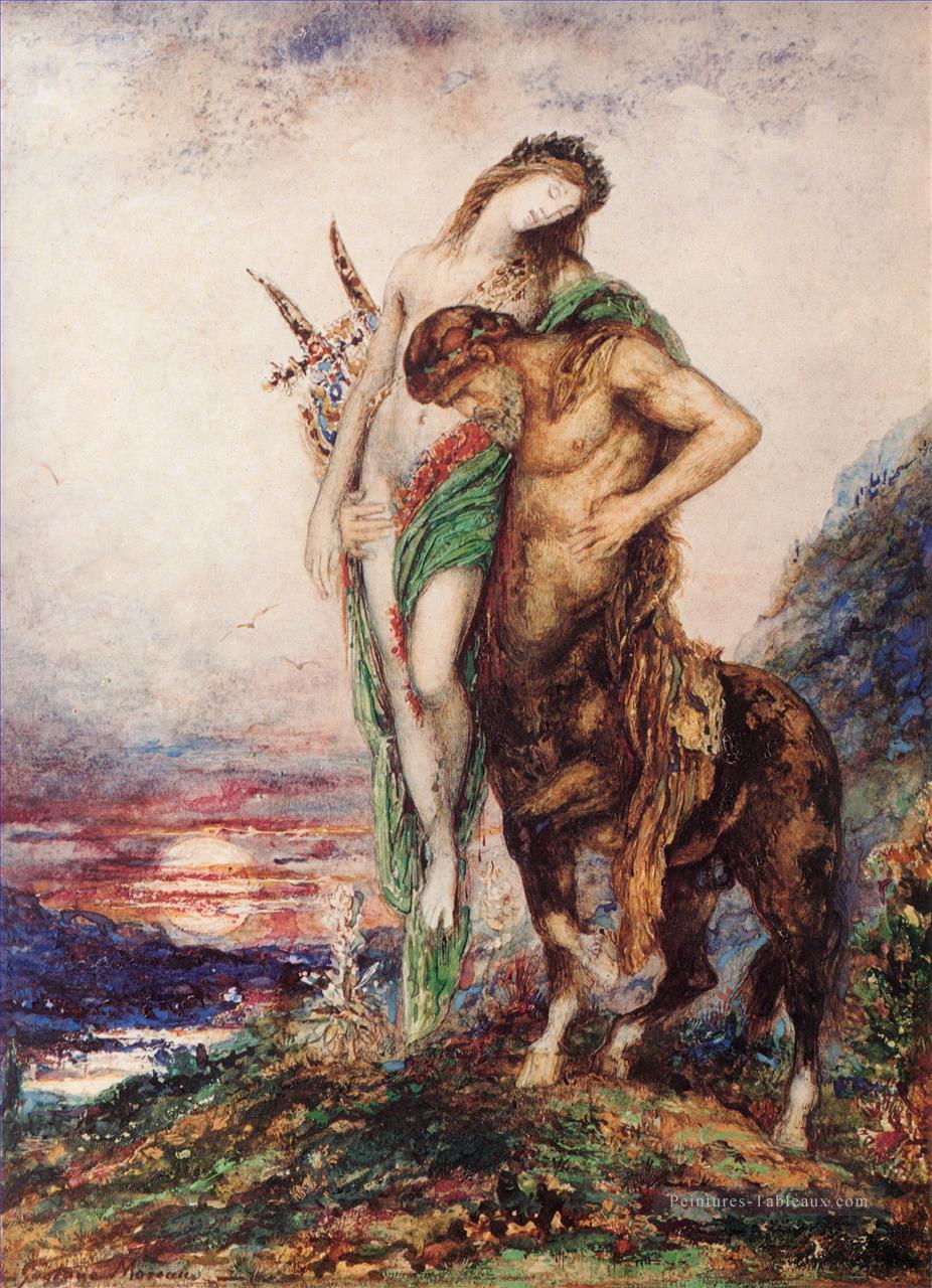 Le poète mort debout par un centaure Symbolisme mythologique biblique Gustave Moreau Peintures à l'huile